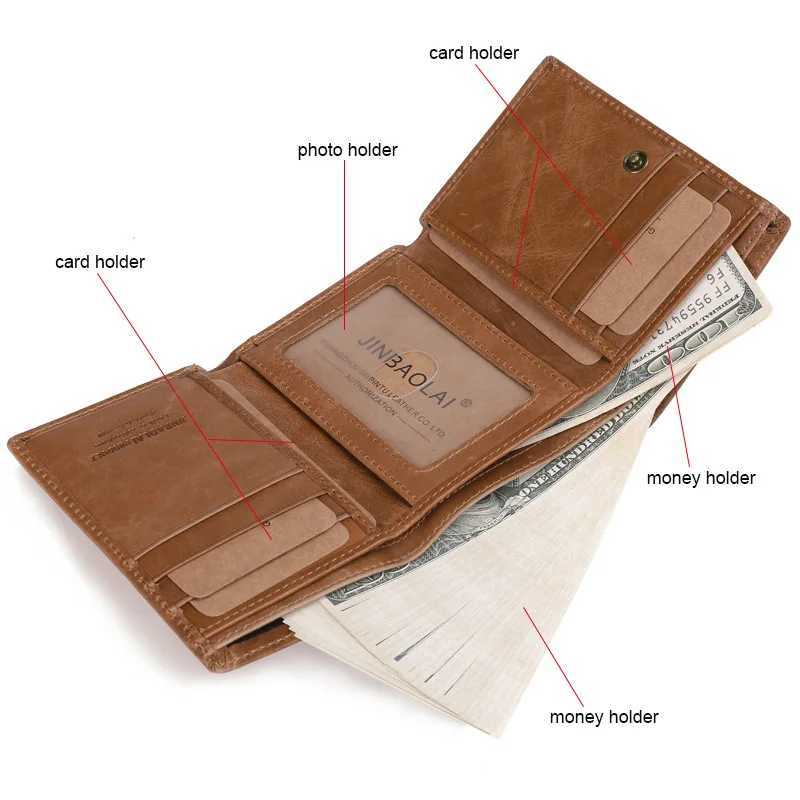 Jinbaolai genuine cowhide mens wallet card holder memo company short wallet high-quality mens wallet Z250411