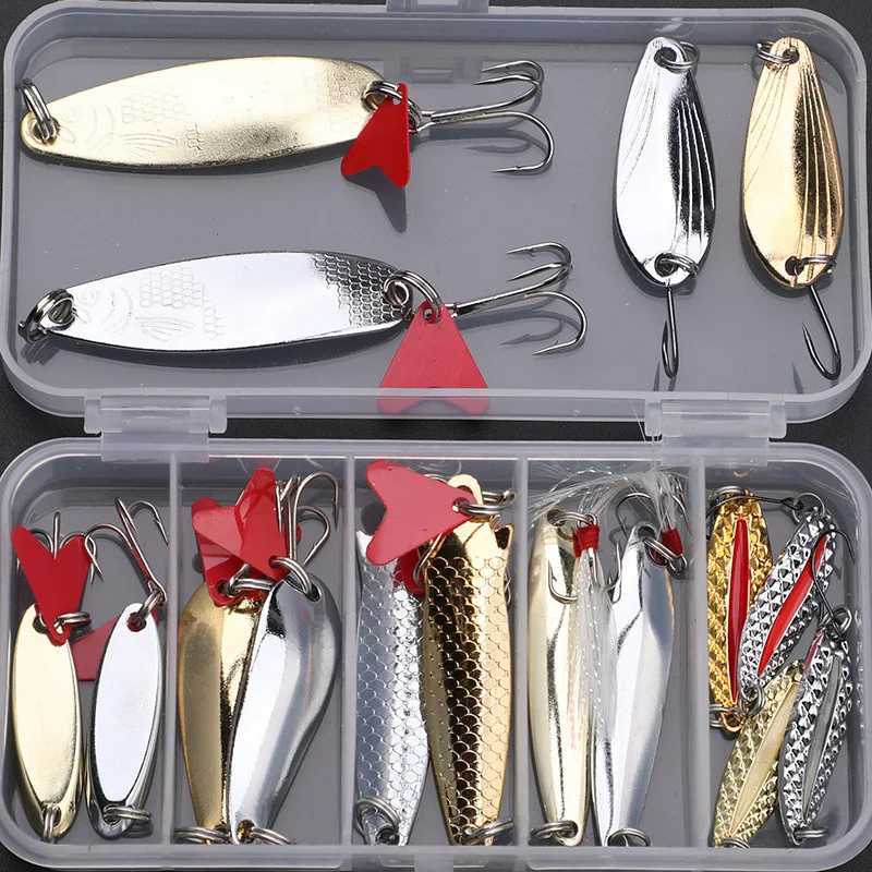 Fishing Lure Kit 16 pcs sets Trolling Jigging Lure Metal Spoon For Bass Pike Crank Tackle Accessories With Box Wobblers Kit Z250411