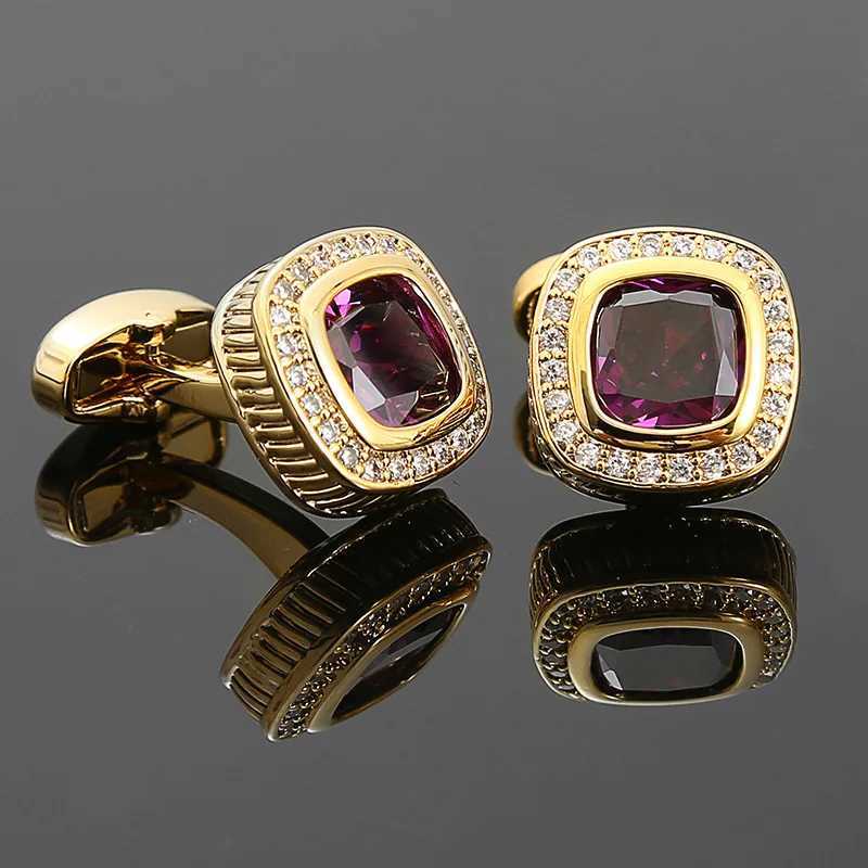 Luxury French mens cufflinks red and black champagne zircon mens business banquet jewelry mens wedding accessoriesT250412
