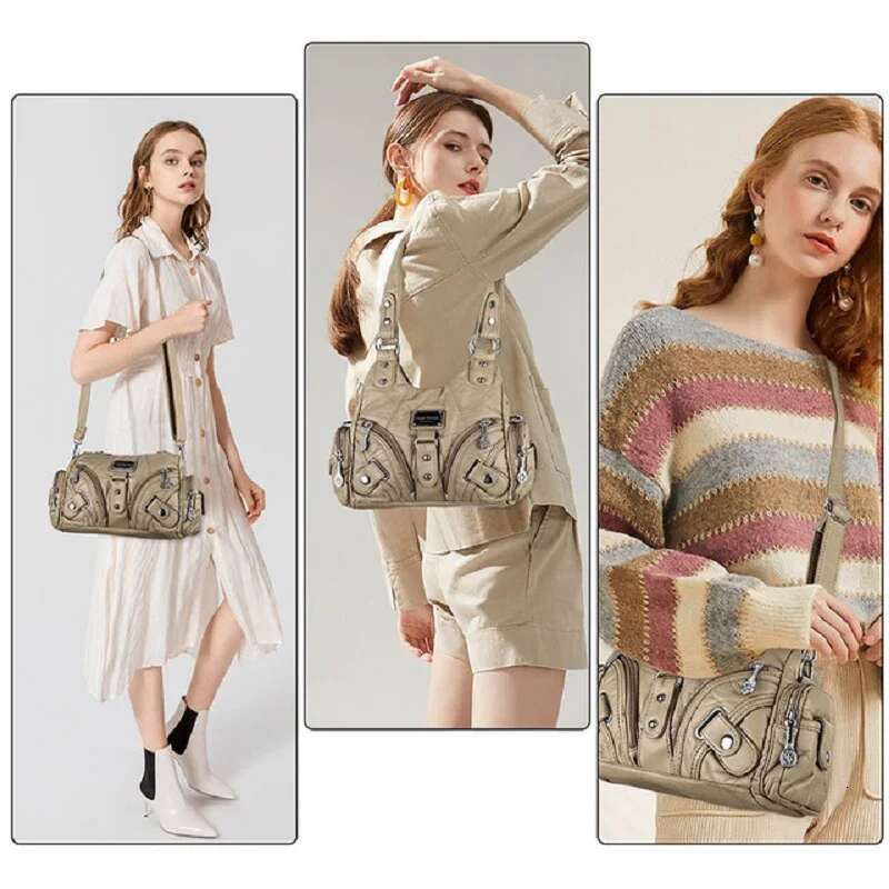 Angelkiss Women Handbags Soft Small Top-Handle Purse Fashion Satchel Multi-Pockets Shoulder Hobos Phone Pack Tote Bag