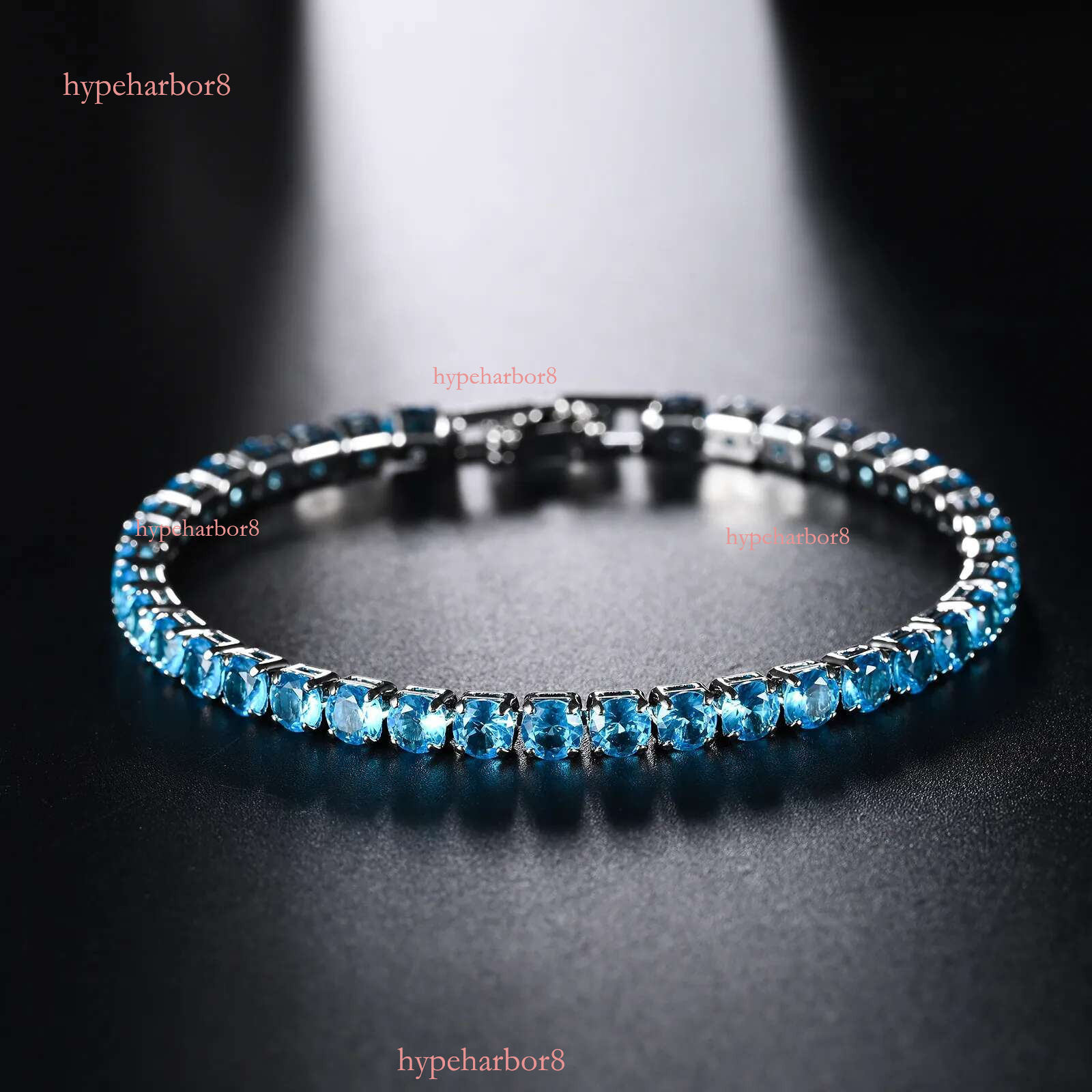 Tennis chain fashion designer VVS zircon women's bracelet, men's blue jade powder Mosonite Sier gold plated jewelry dia single row hip hop 4