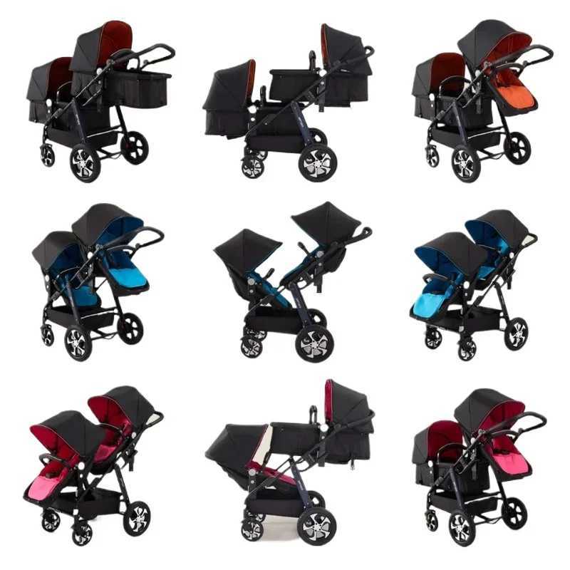 New twin baby stroller foldable twin baby stroller suitable for two children shock-absorbing twin baby stroller W250411