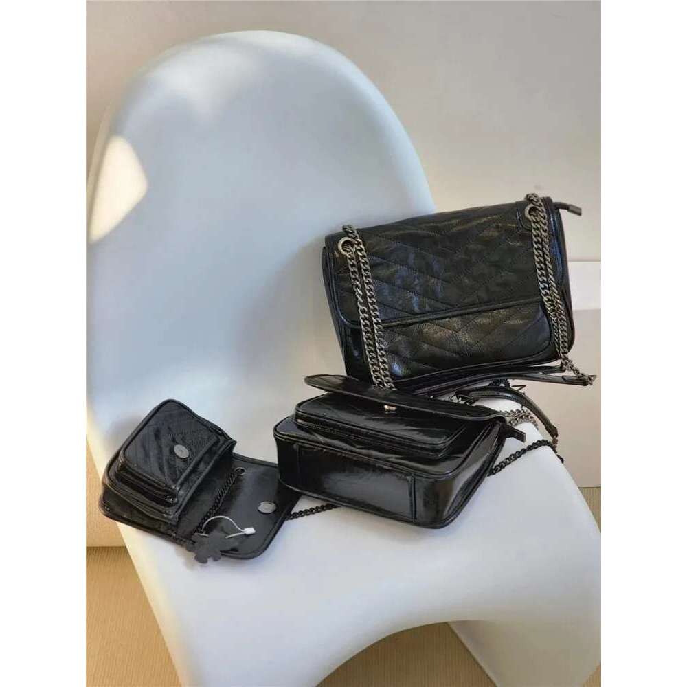 Vintage Women Chain Strap Messenger Oil Wax Cow Leather Shoulder Bag Autumn New Office Ladies Work Crossbody Bags Satchels