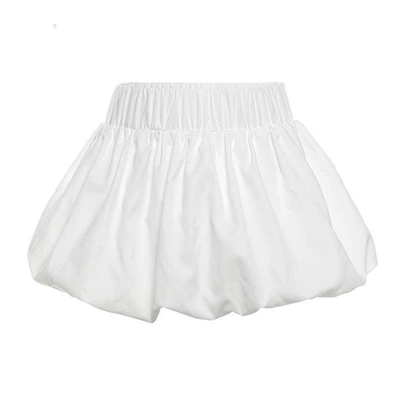 Women's Wear Summer Women's New Solid Color Versatile Bubble High Waist Ultra Short Skirt