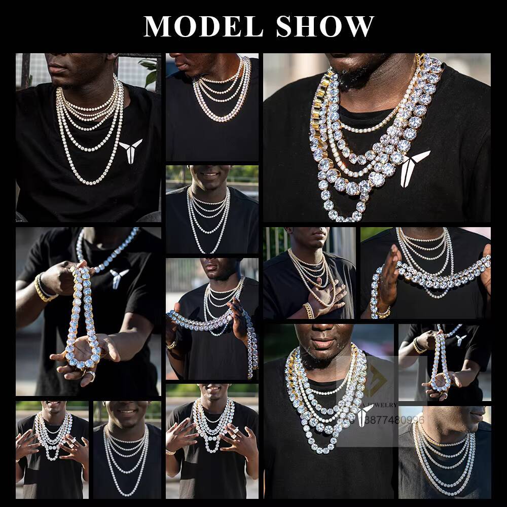 Factory Direct Price Iced Out 2mm 3mm 4mm 5mm 65mm VVS Silver 925 Hip Hop VVS Moissanite Lab Diamond Tennis Chain