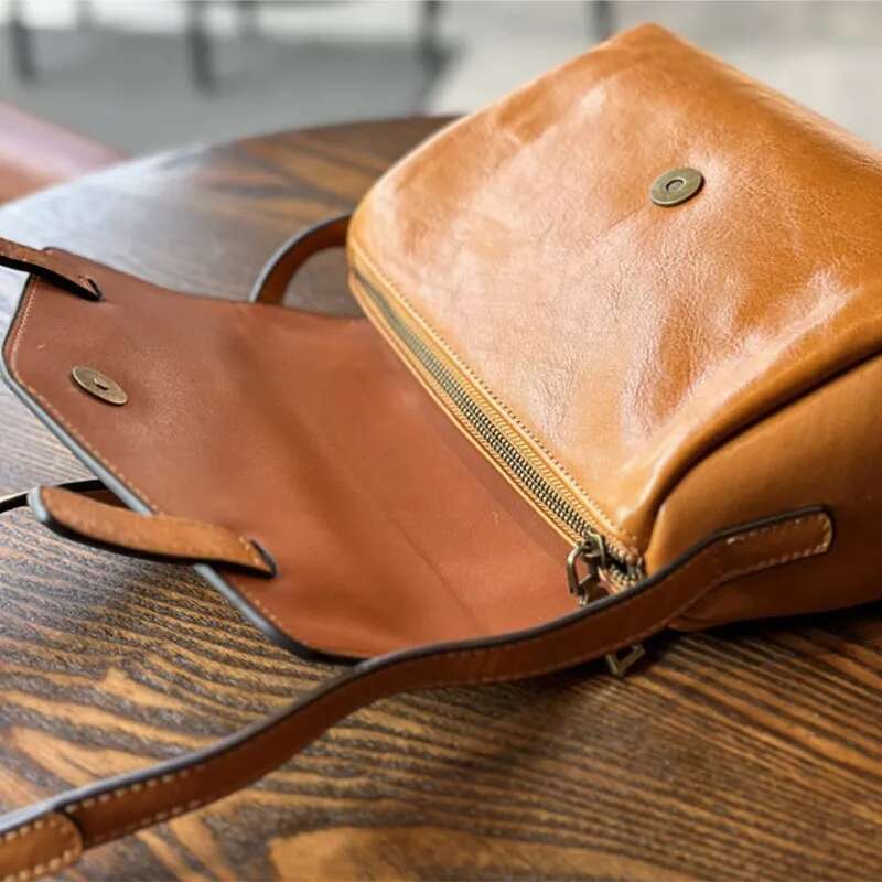 Simple Genuine Leather Women's 2025 New Vintage Shoulder Bags Solid Color Natural Soft Cowhide Messenger Bag