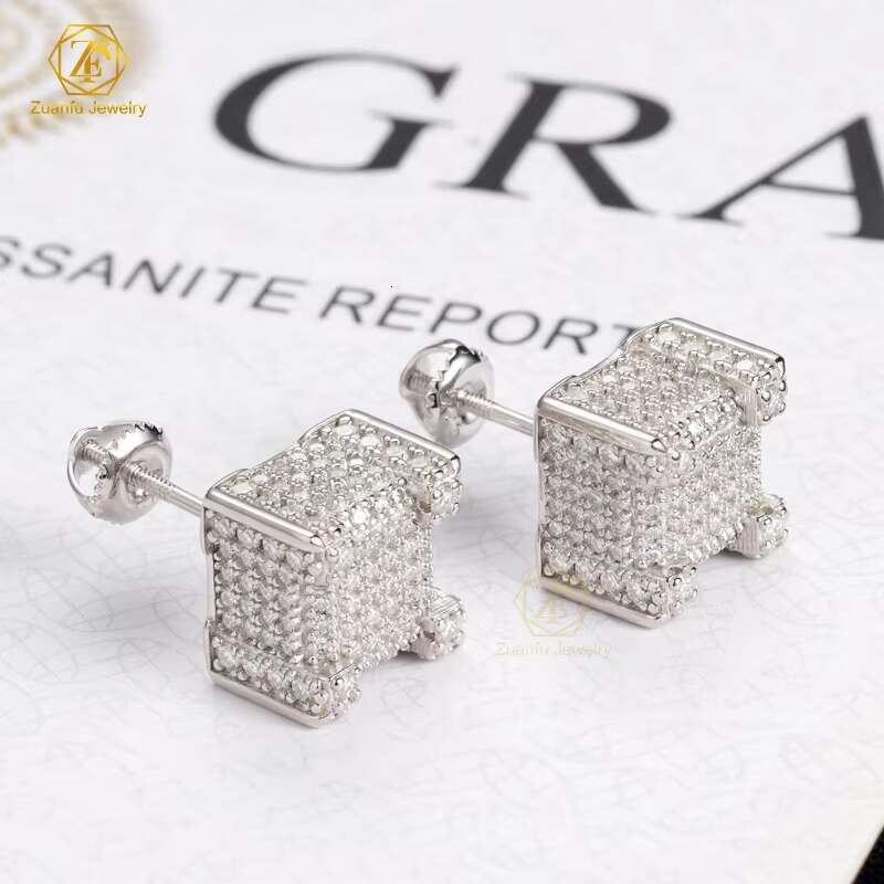 RTS Jewelry Stud Earring Shine D Color VVS Moissanite Diamond925 Sterling Silver Luxury Vvs Moissanite Stud Earring