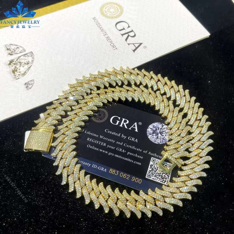 6mm-20mm Bling Iced Out Moissanite Cuban Link Chain Box Clasp Necklace Mens Hip Hop Chain Women Jewelry
