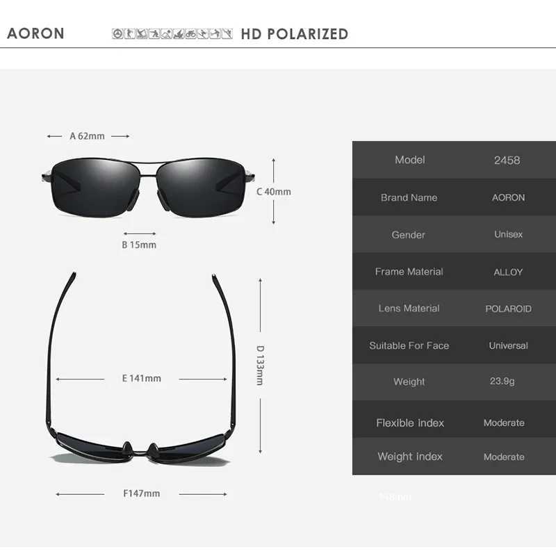 AORON Classic Retro Mens Polarized Sunglasses Men Rectangle Sun Glasses Aluminum Frame Sunglasses Men UV400C250411