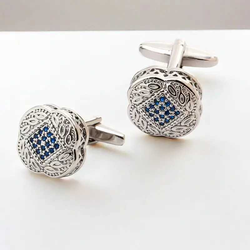 French Business Cufflinks Banquet Gifts Cufflinks Mens High End Crystal Zircon Cufflinks Wedding CufflinksT250412