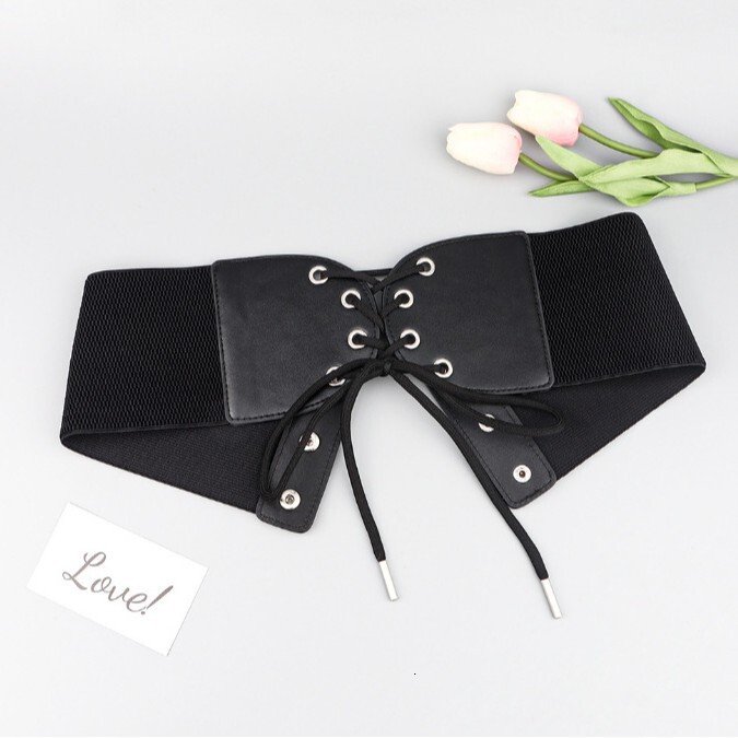 Strap tied knot waistband women's decorative dress, coat, woolen fabric, elastic elastic, plastic and waist