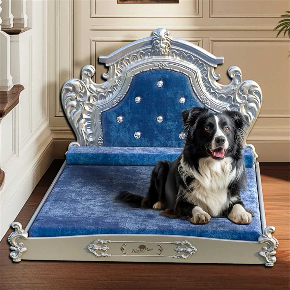 Amazing large dog bed with top plate soft Dutch velvet pet sofa bed high frame pet lounge bed suitable for medium-sized large dogs X2504121