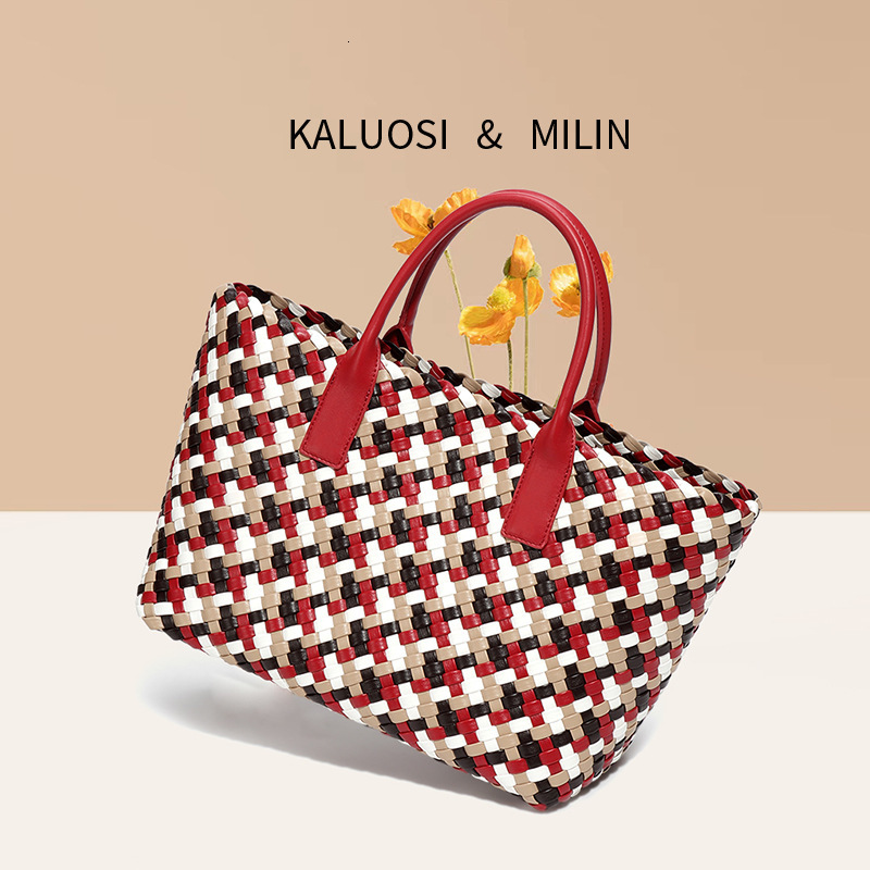 Colorful Woven Bag Women's Fashion Large Capacity Handbag Designer Shoulder Handbag