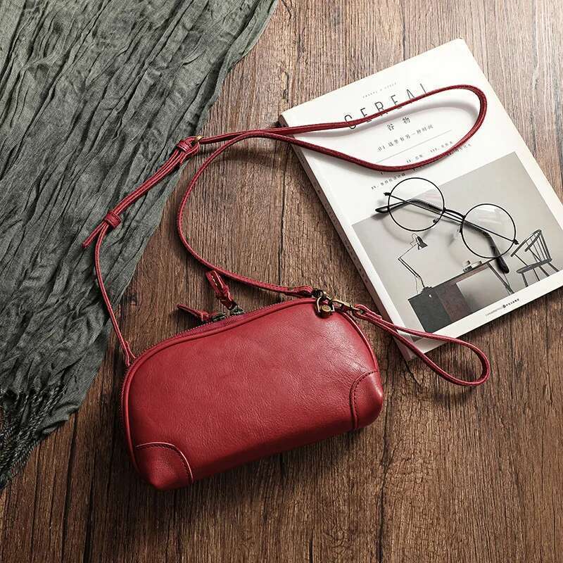 Simple Genuine Leather Women Small Bag Leisure Natural Soft Cowhide Solid Color Versatile Shoulder & Crossbody Bags