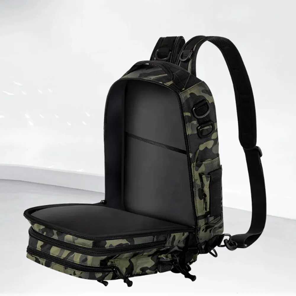 Fishing Tackle Backpack Storage Bag Men Outdoor Shoulder Fishing Lure Gear Bags with Rod Pole Holder Camping Hunting Hiking Pack Z250411