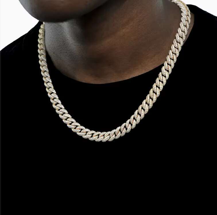 Yy Hot-sale 9 mm Curved Cuban Link Chian Vvs Moissanite Pass Diamond Tester 925 Sterling Silver Fine Jewelry Necklaces for Men