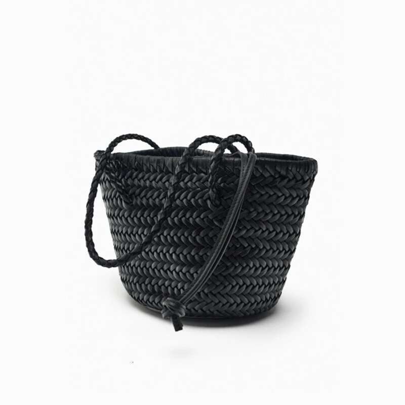 MABULA Vegant Leather Woven Tote Bag For Women Classical Handwoven Drawstring Shoulder Shopper Purse Big Capacity Beach Handbag
