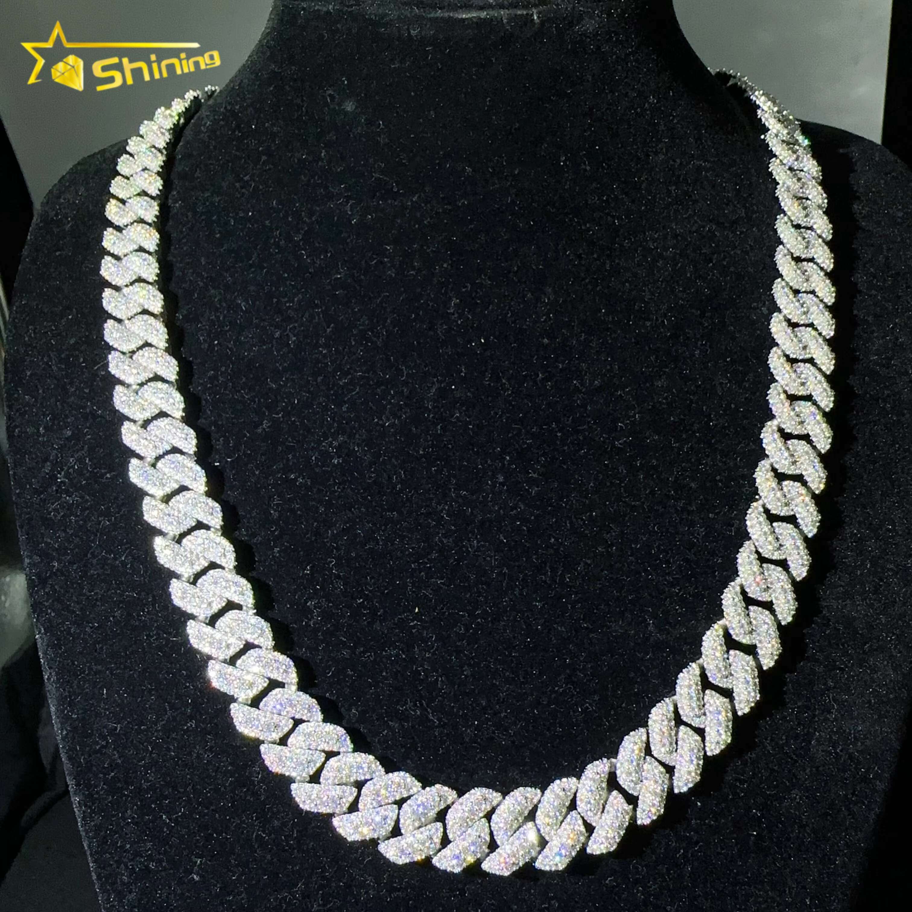 Pass Tester VVS Moissanite Lab Diamond Silver 925 Cuban Necklace and Chain Hip Hop Iced Out Jewelry 20mm Cuban Link Chain