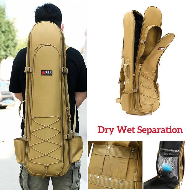Fishing Bag Backpack Dry and Wet Separation Fishing Rod Bags Large Capacity Double Layers Fishing Lure Gear Storage Handbag 214G Z250411