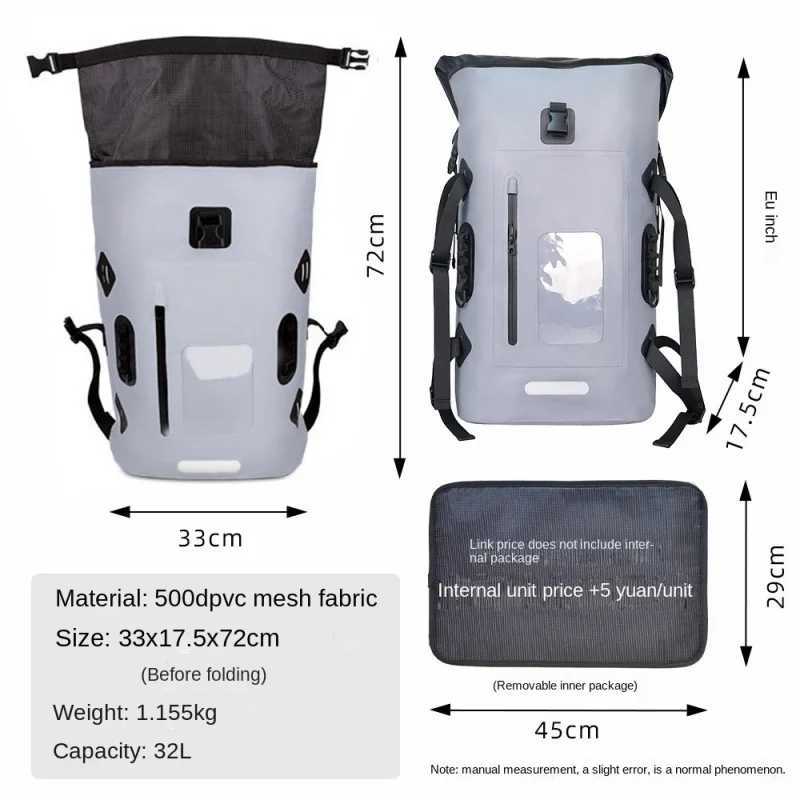 32L waterproof backpack large capacity cycling outdoor hiking dry wet separation lightweight diving equipment Z250411