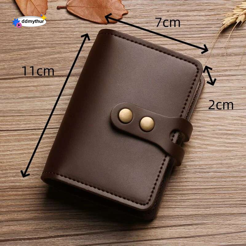 Men's Leather Bag Large Capacity Vintage Hasp Anti-theft Bank Credit Holder Case Translucent Business Card Wallet ddmythur