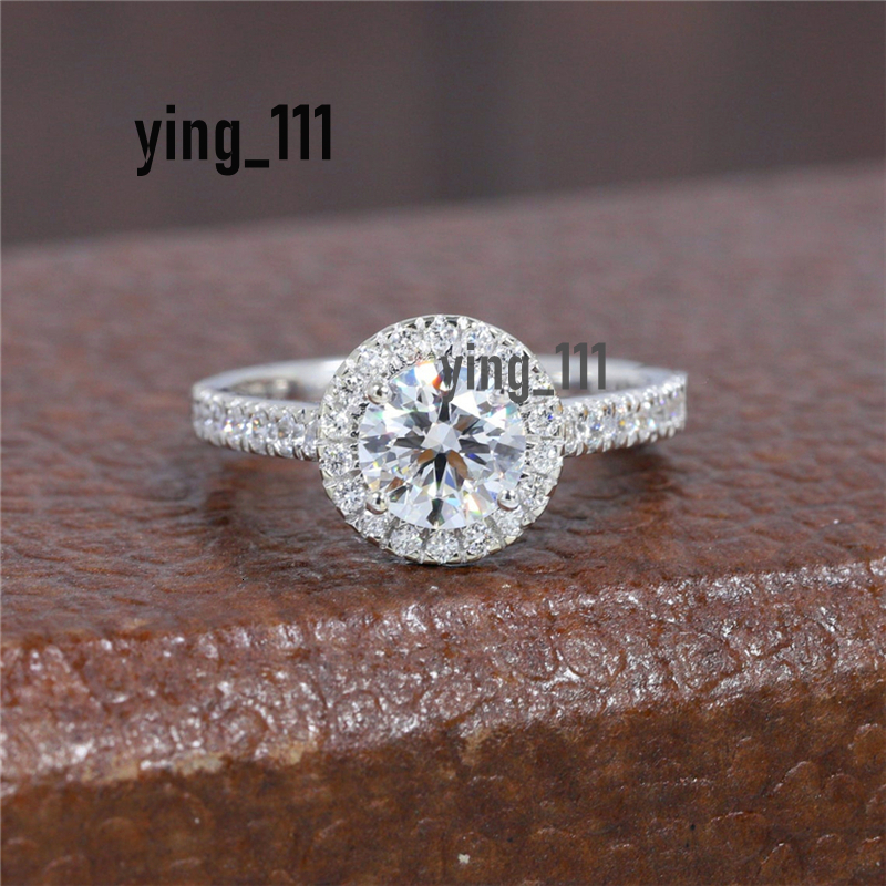 Jewelry 1.0 Carat Round Cut Hlao Engagement Ring Solid 14K White Gold Wedding Lab Grown Diamond Womens Ring HPHT Diamond