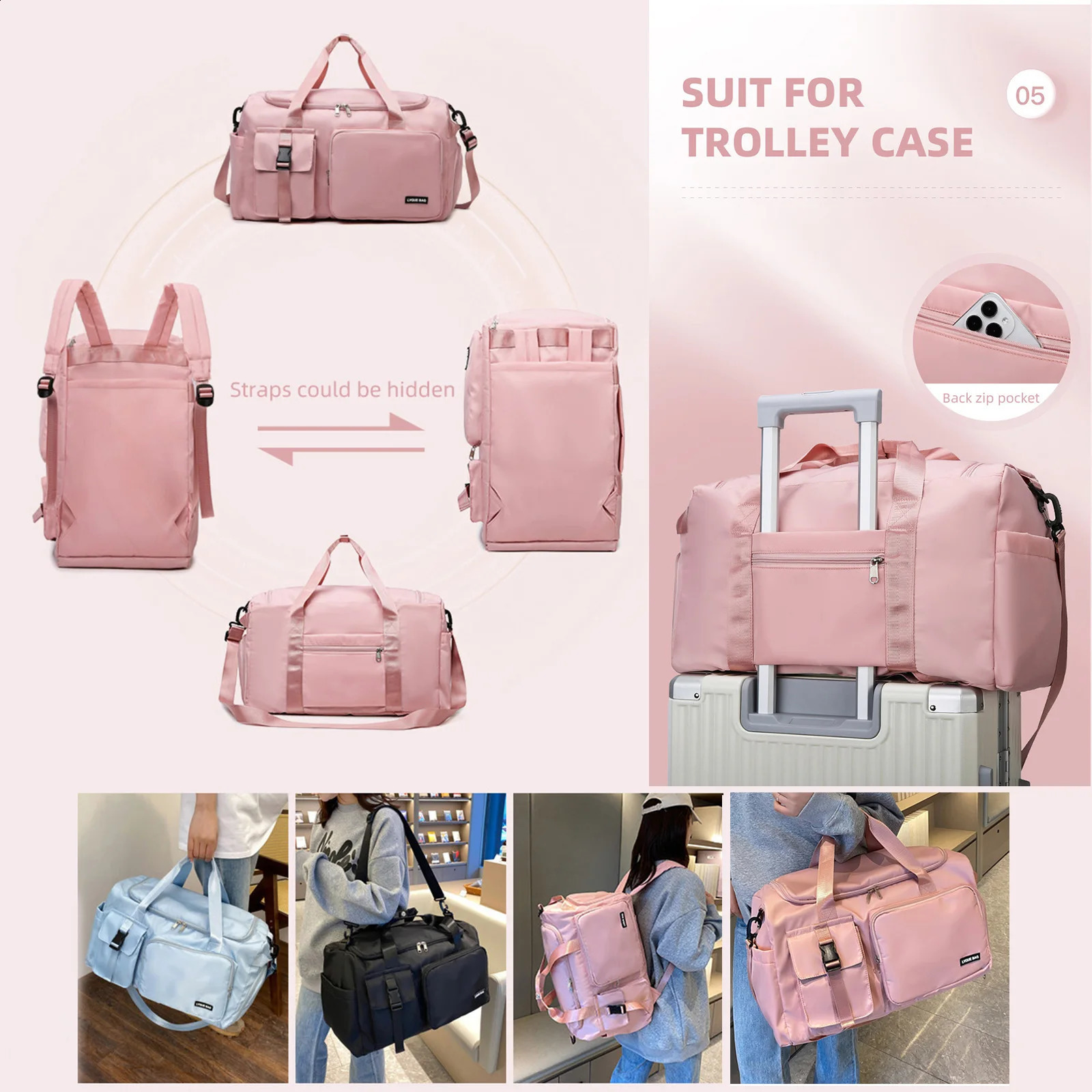 Sports Gym Bag Travel Dry Wet Handbags For Women Female Swimming Shoulder Crossbody Fitness Outdoor Travel Bag Weekender Duffel250403