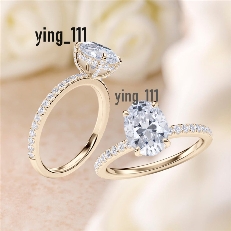Jewelry Real Gold 2.5 Carat Oval Ice Cut Luxuery Hiden Halo Engagment Lab Grown Diamond IGI Certificate Ring For Women Wedding Band Ring