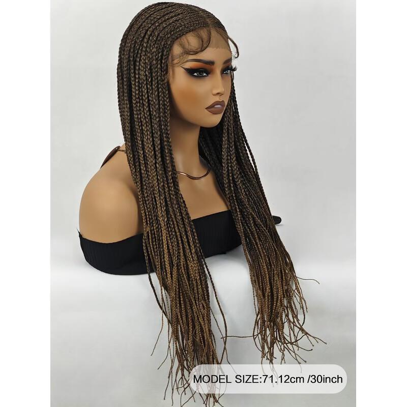 30 inch for Women Full Box KnotlessBraided Lightweight Braids Synthetic Lace Front Wig Black and brown Hand Braided Wigs With Baby Hair synthetic wig