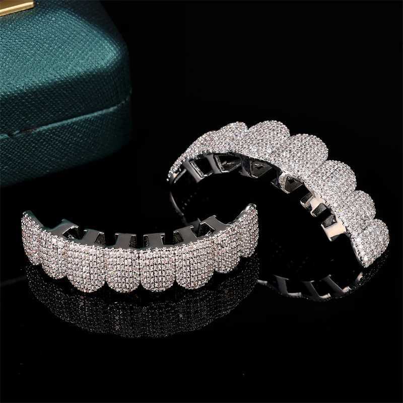 D Z Sparkling Cubic Zirconia Grilz Set Suitable for Neutral Style Upper and Lower Removable Dental Gold Silver Fashion Jewelry W250412