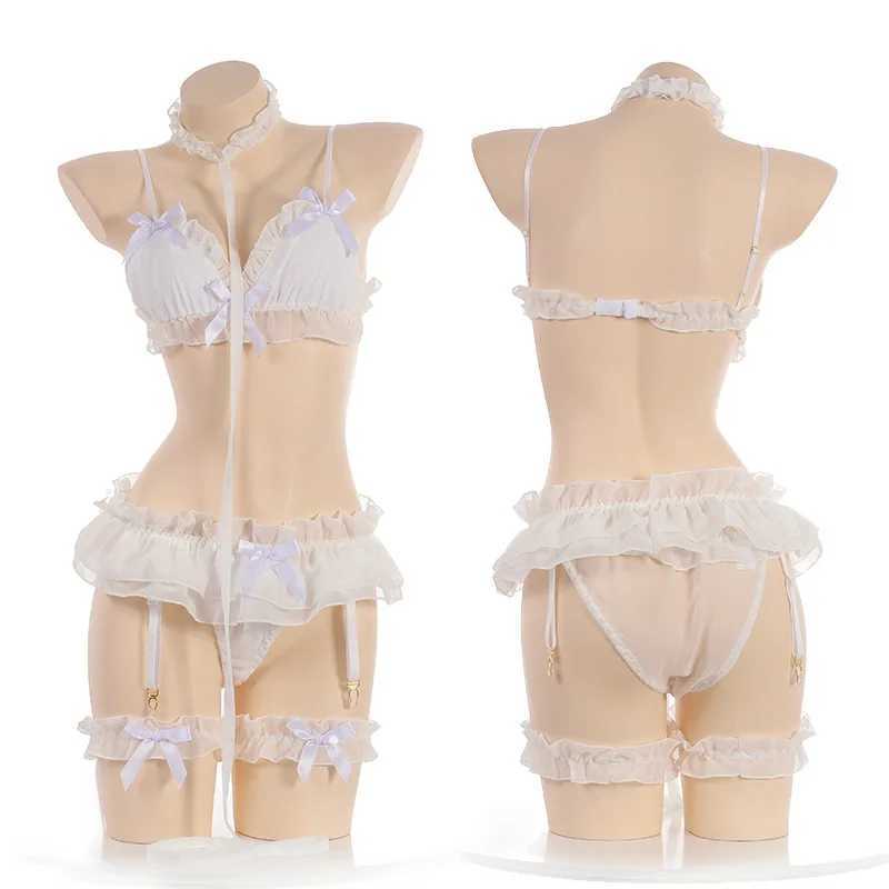 Japanese womens lingerie set Bdsm clothing lace pleated lingerie Kawaii clothing garter straps maids transparent exotic pajamas W250412