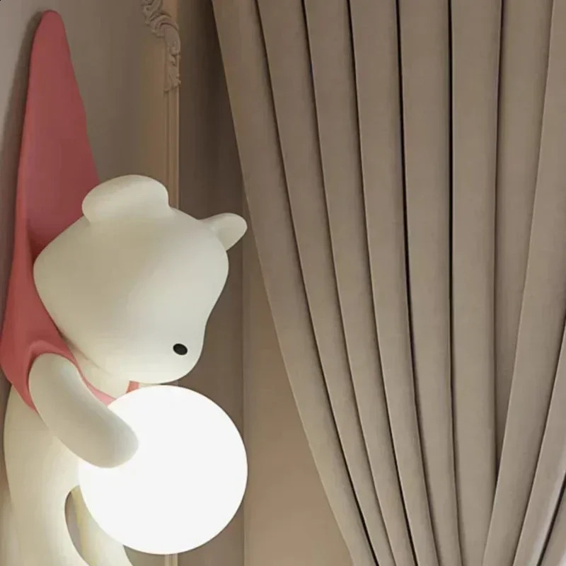 Nordic Resin wall lamp with cute little bear suitable for bedroom LED lights childrens room decorative lighting fixtures 250411