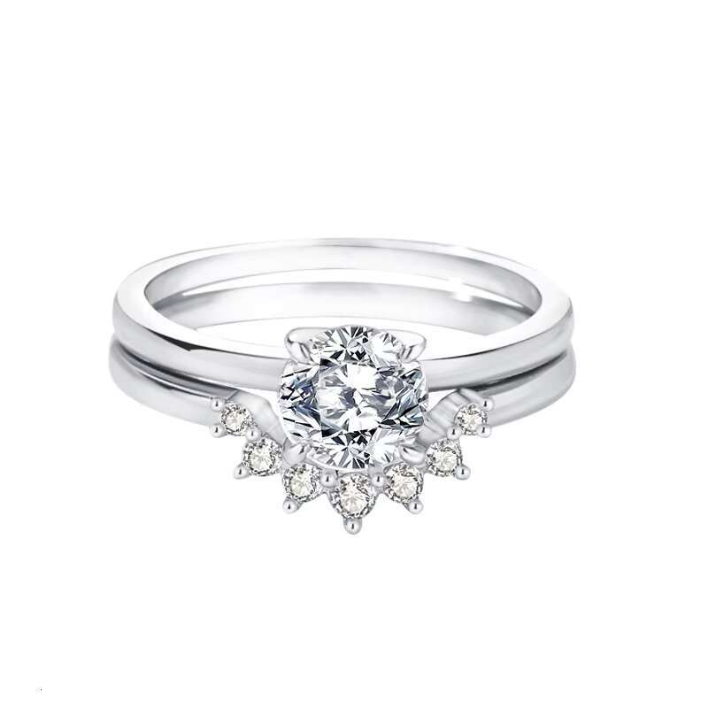 Moissanite 18k Gold Plated Diamond Wedding 925 Sterling Silver Jewelry Women Two Piece Set Rings