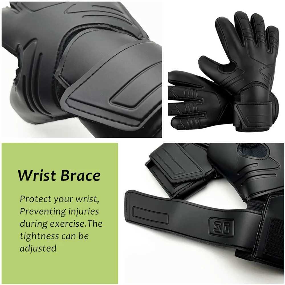 1 pair of black size 5-10 goalkeeper gloves with finger protectors ventilated soccer goalkeeper soccer latexXJ250412