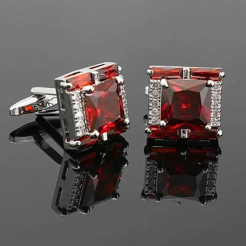 Mens cufflinks luxury hard square Rhinestone zircon crystal cufflinks high-end French set buttons wedding accessoriesT250412