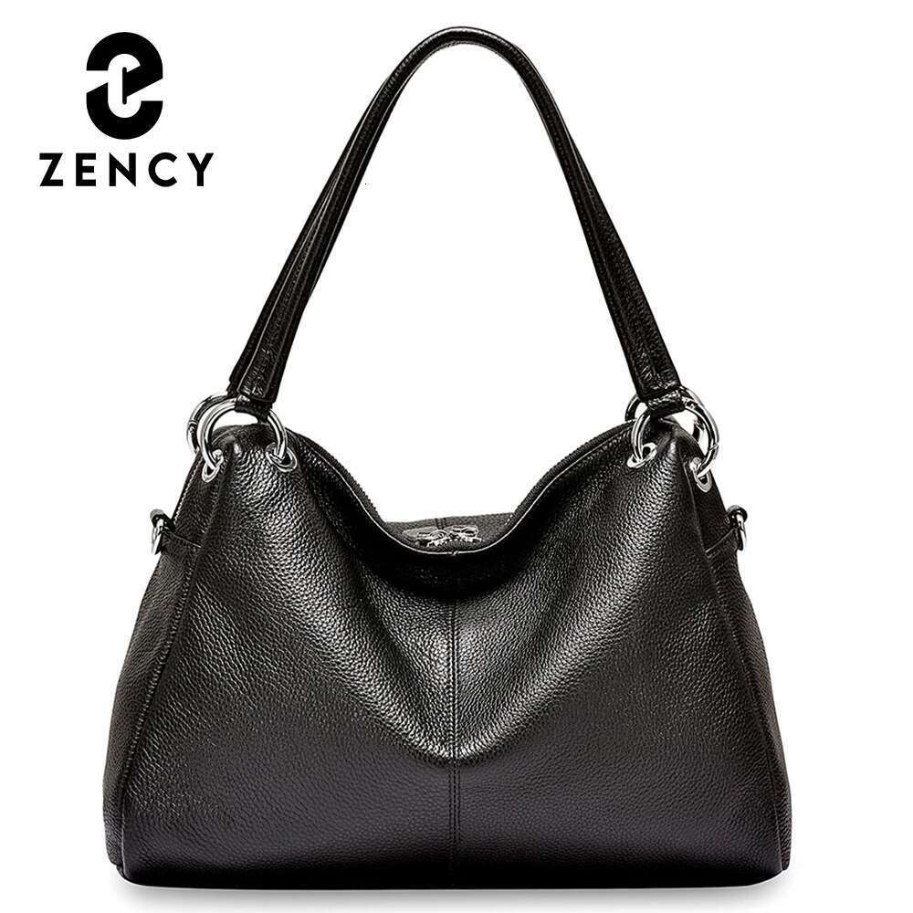 Designer Bag Zency Fashion Hobos 100% Genuine Leather Soft Skin Women Shoulder Bag Classic Black Elegant Lady Crossbody Purse Tote Handbag