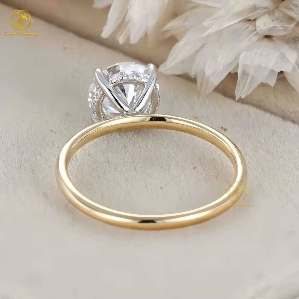 Designer ring Round Cut 1/1.5/2 Moissanite Engagement Solitaire Ring Simple Two Tone 18k Rose Gold Wedding Jewelry