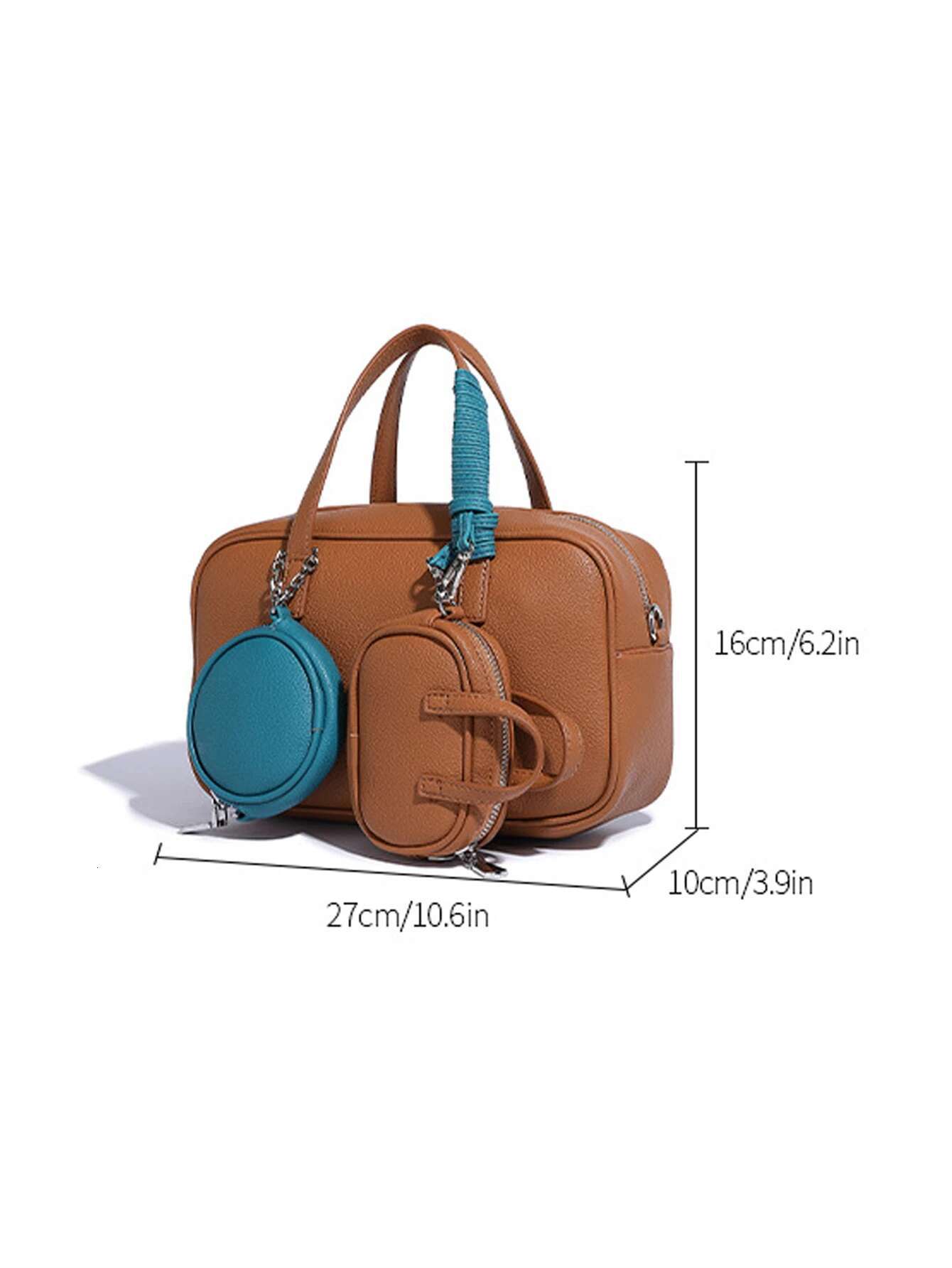 Europe And United States All The Boston Fashion Texture Hand Women's Crossbody Mini Earphone Bag Three-Piece Set