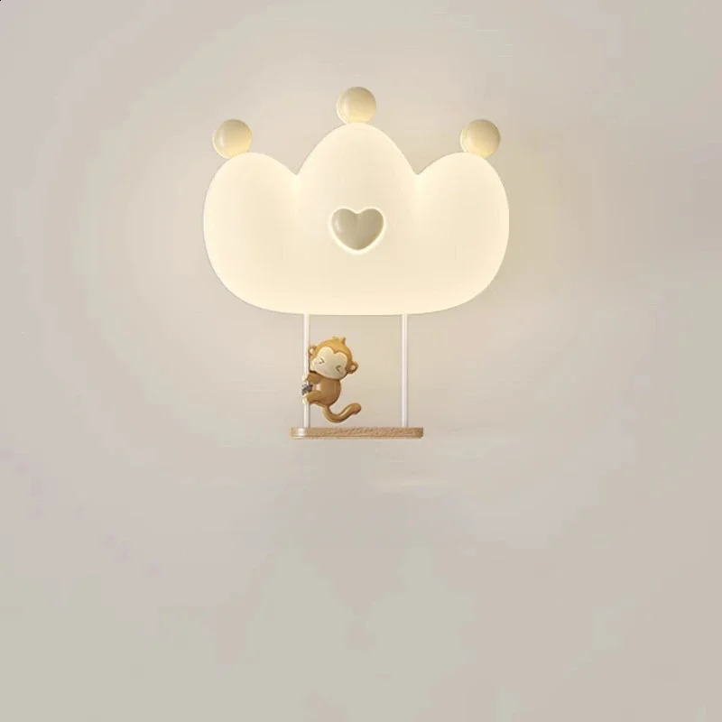 Modern cream wall lamp cartoon cute animal bedside lamp LED lighting for childrens room bedroom home decoration pendant lamp 250411