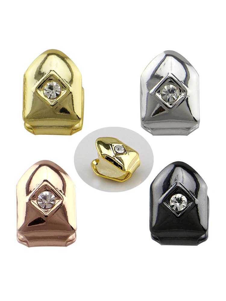Single Hip Hop Teeth Grilz Fashion Rhinestone Gold Silver Removable Grill Dental Mouth Punk Tooth Hat Party Jewelry W250412