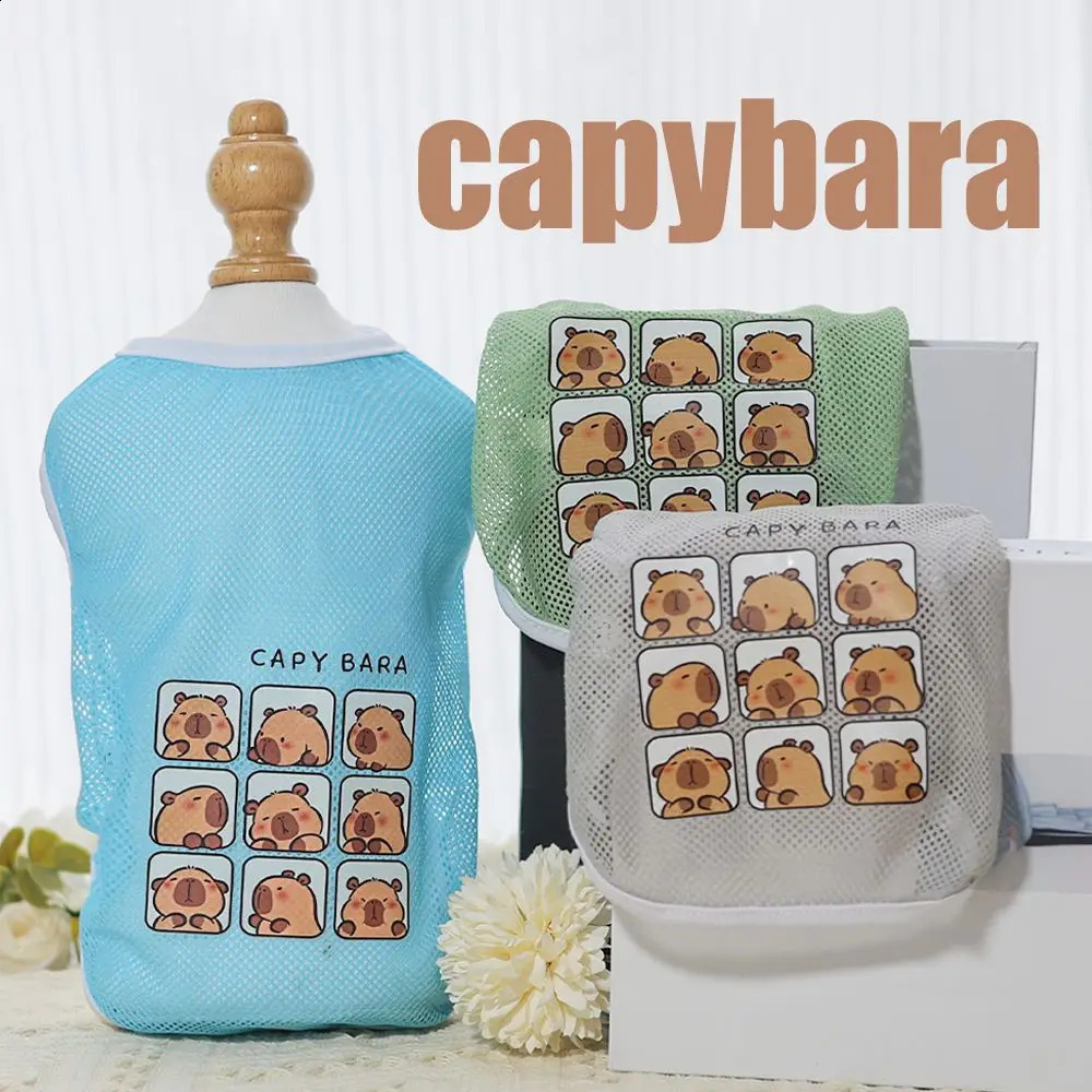 Kapi Cat and Dog Summer Mesh Breathable Pet Thin Tank Top Cartoon Printed Clothes Bomei Gold Haired Large Dog 250407