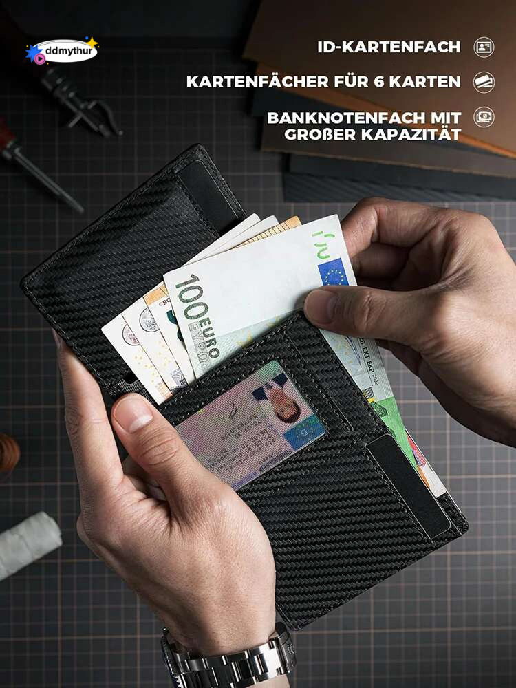 Men's Wallet with Zipper Change Credit Clip Ultra Thin Magnetic RFID Anti Theft Brush Aluminum Box Card Bag ddmythur