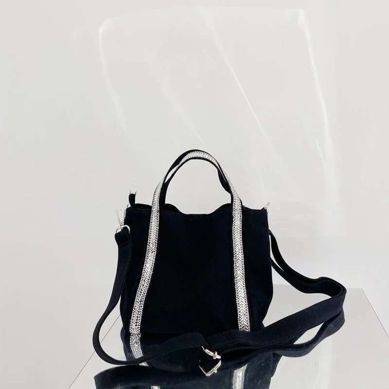 Hand-Held Canvas Purses And Handbags Designer Women's Rhie Basket Tote Contrast Color Large Capacity Shopping Bags