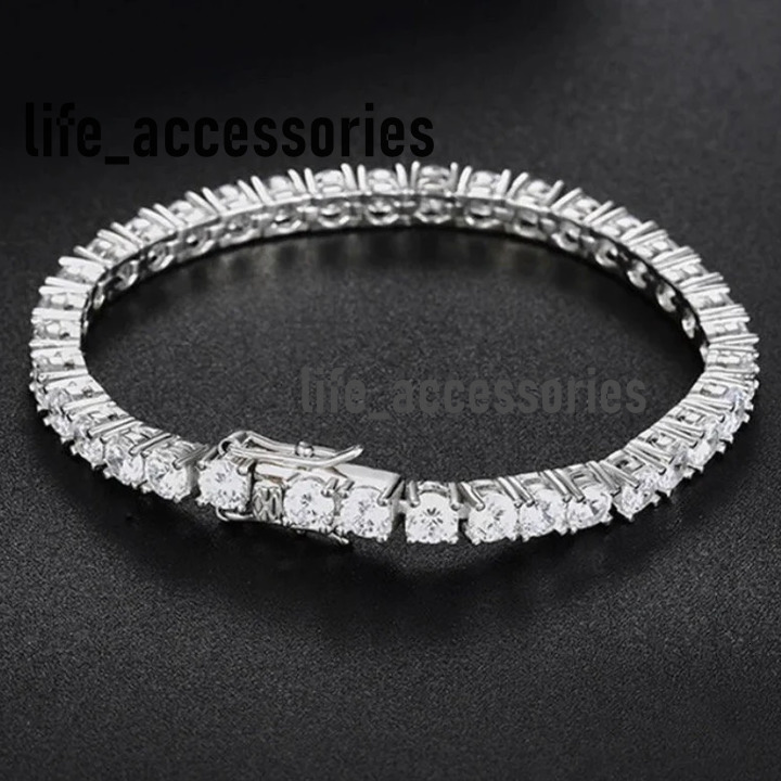 Fine Jewelry 5mm Tennis Link Bracelet 925 Sterling Silver Iced Out Moissanite Tennis Chain
