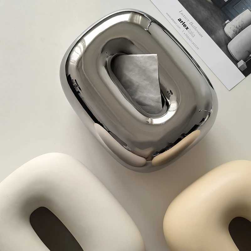 Creative Ceramics Corner Tissue Box Coffee Table Desk Decoration Minimalism Ceramic Tissue Box Bedside Table Paper Towel Case Y251112
