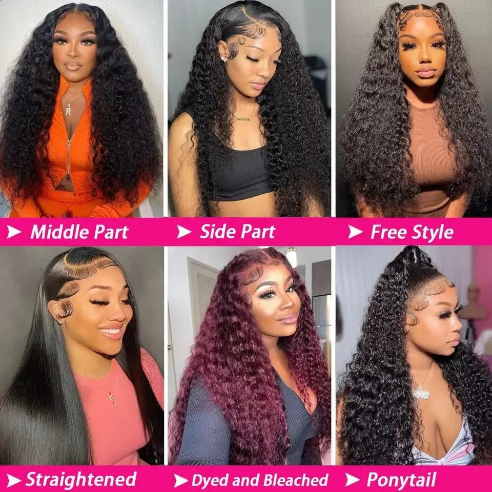13x6 Hd Lace Frontal Wig Deep Wave 250 Density Curly Human Hair 100% Preplucked Water Wave Front Wigs For Black Women Brazilian 250409