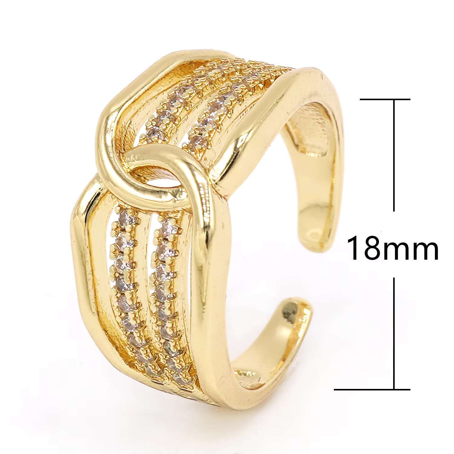 Womens Hip Hop Fashion Rings Multilayer Link Zircon with Anti-tarnish Stainless Steel Chic Diamond Design for Girls