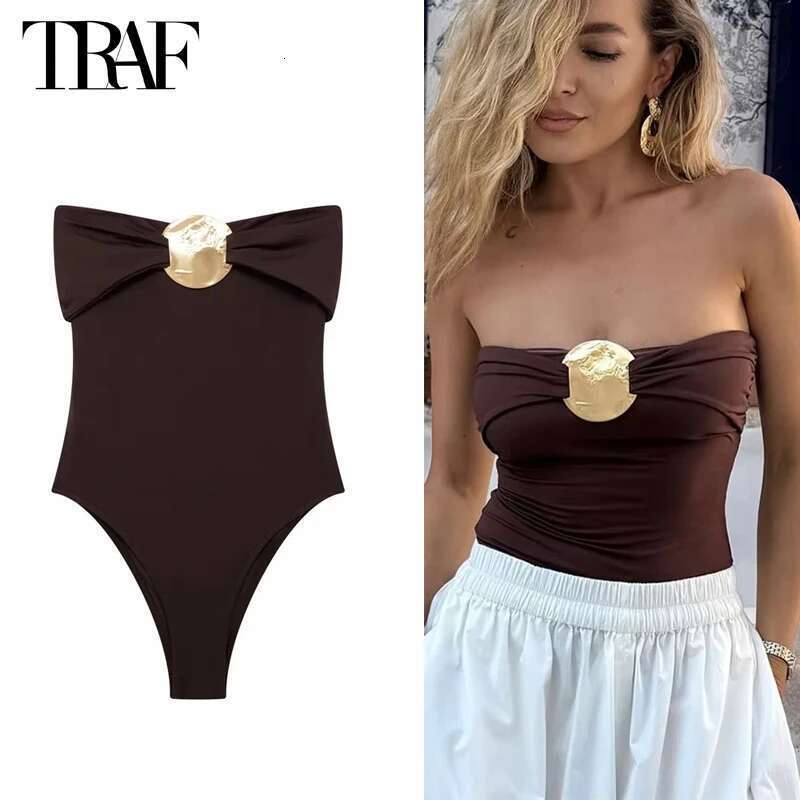 TRAF 2024 Extreme Bodysuit Off Shoulder Bodys For Women Black One Pieces Sexy Outfits Gerie Body Suits Woman