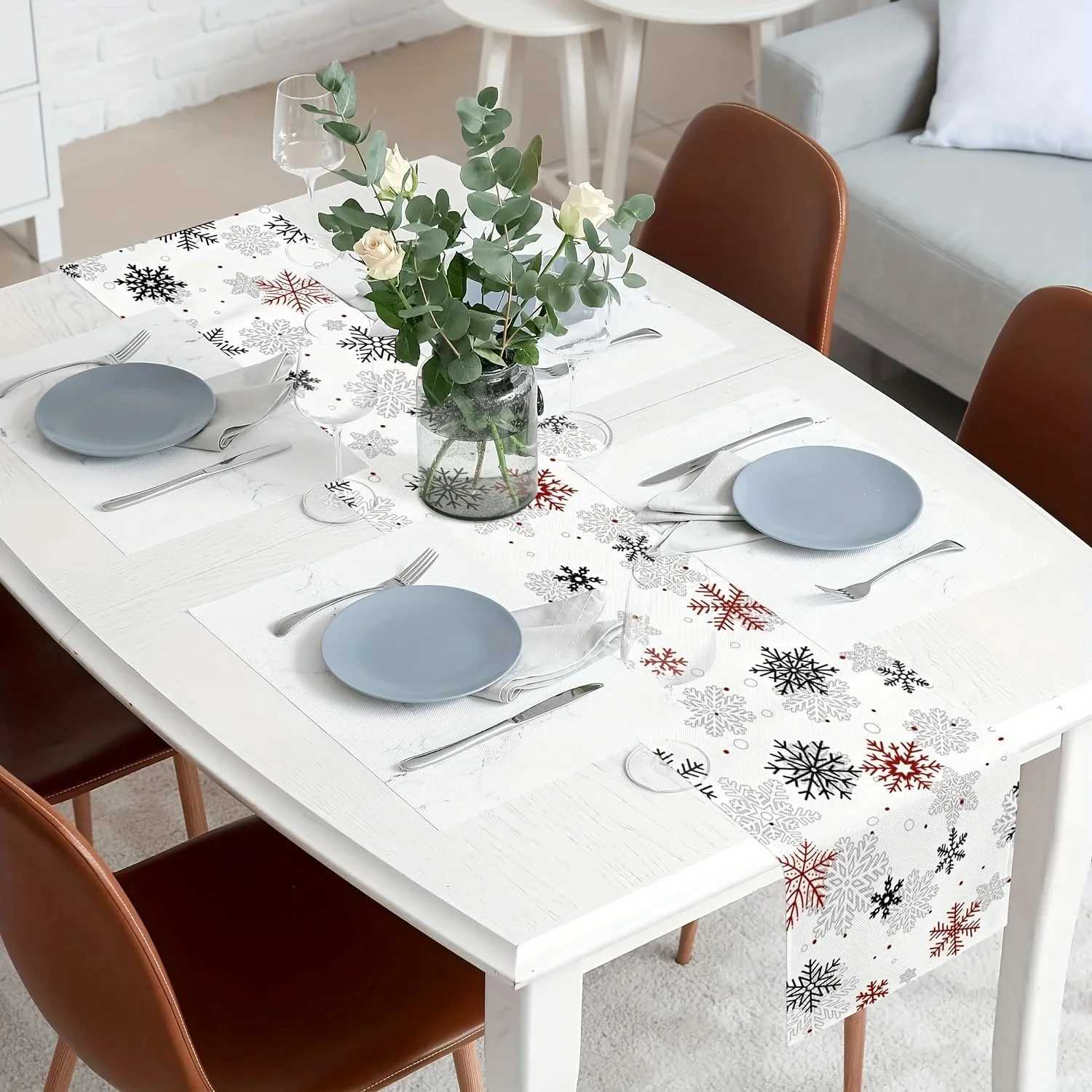Christmas Halloween Christmas Table Flag Christmas Happy Snowflake Tablecloth Decoration Home Dining Table Holiday Party Supplies Decorati Y251113