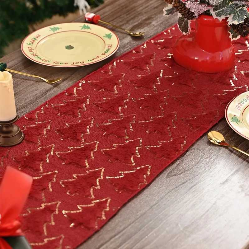 Christmas Golden Christmas Tablecloth Table Flag Decoration Christmas Dining Table Decoration Festive Atmosphere Decoration Y251113